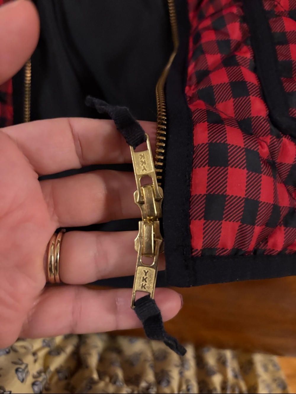 J. Crew Red and Black Buffalo Plaid Quilted Vest - Picture 6 of 6